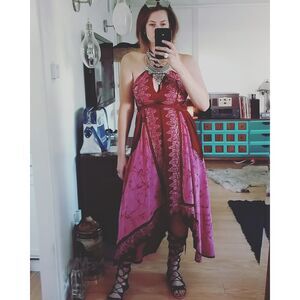 Advance Apparels Pink Festival Summer Boho Dress Wrap Midi One Size